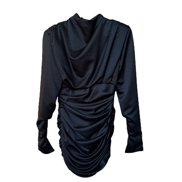 House of CB Giorgiana Mini Dress Rouched Satin Black - Picture 2 of 9